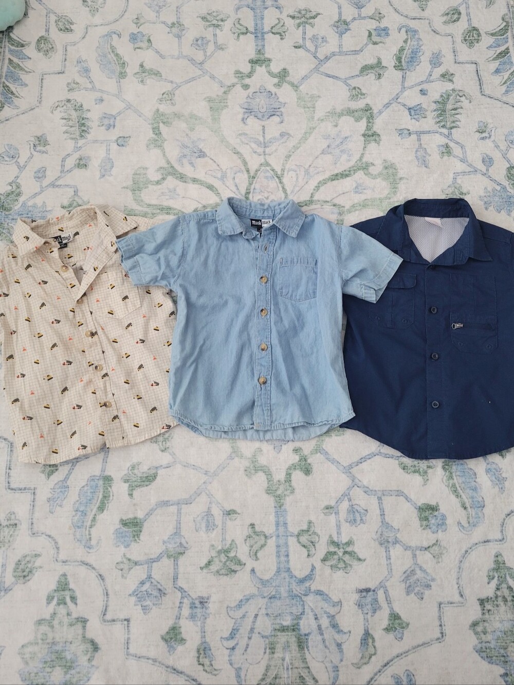 Boys Short-Sleeve Shirt Bundle - Light Blue, Navy & Cream